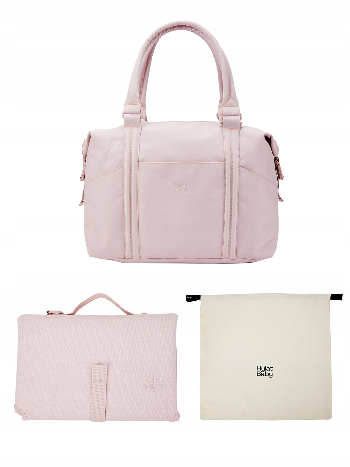 Zestaw - torba i organizer dla mam + przewijak + pokrowiec Hylat Baby - różowa
