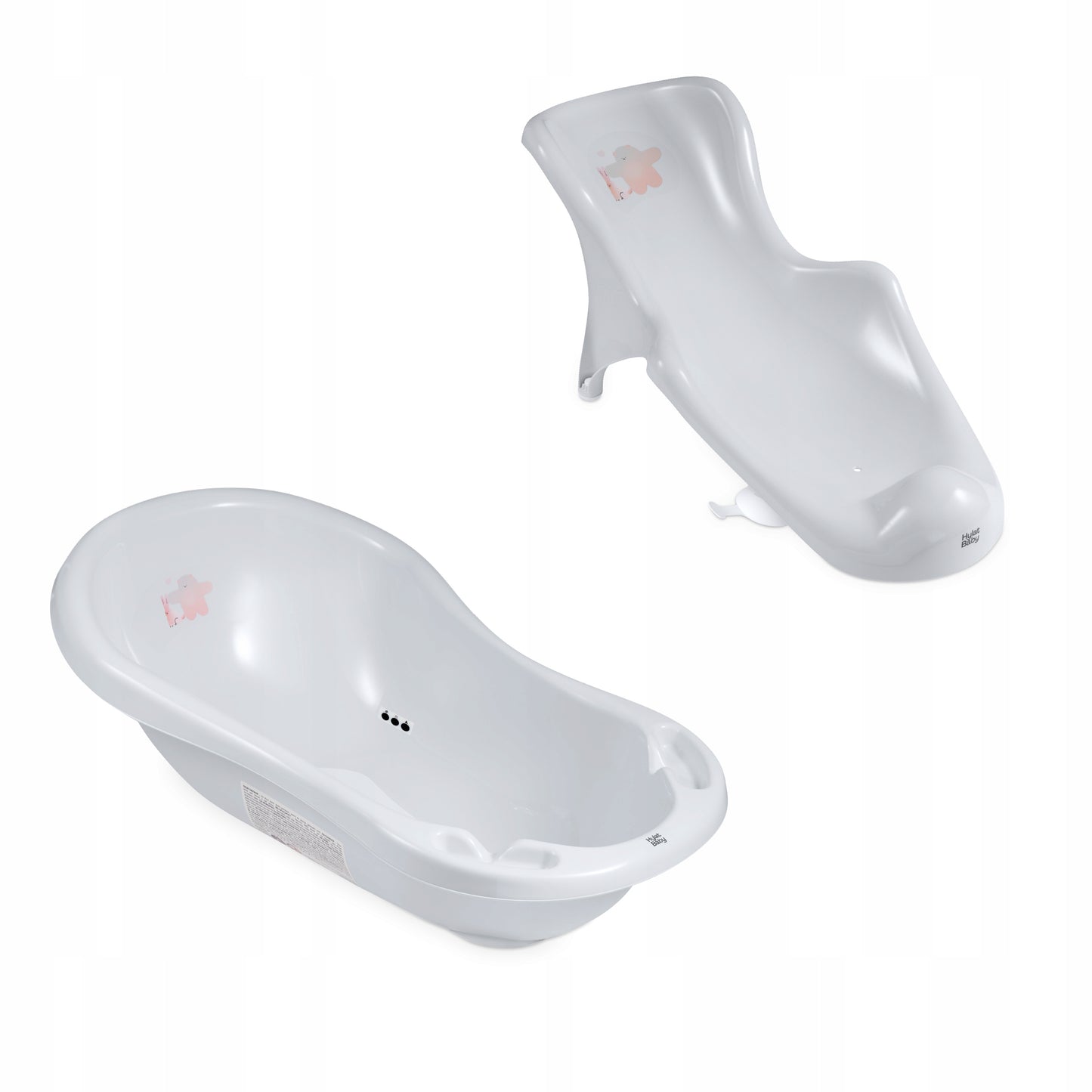 Wanienka z fotelikiem, matą, odpływem i termometrem Hylat Baby - szara FRIENDS