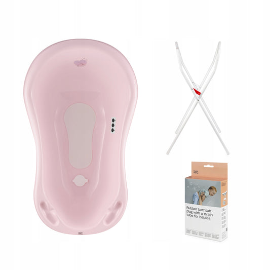 Wanienka Hylat Baby 84 cm - komplet z stojakiem, termometrem i odpływem - różowy HUG ME