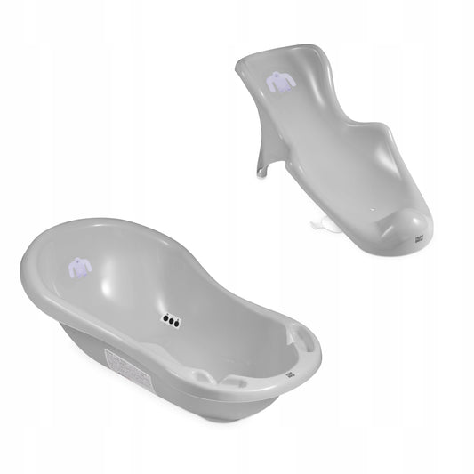 Wanienka z fotelikiem, matą, odpływem i termometrem Hylat Baby - szara YETI