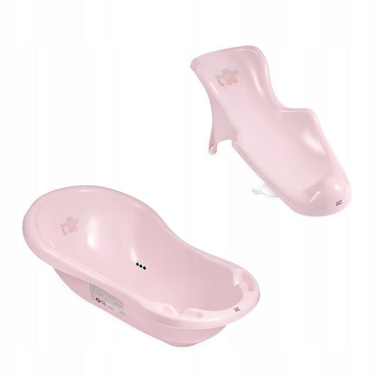 Wanienka z fotelikiem, matą, odpływem i termometrem Hylat Baby - różowa FRIENDS