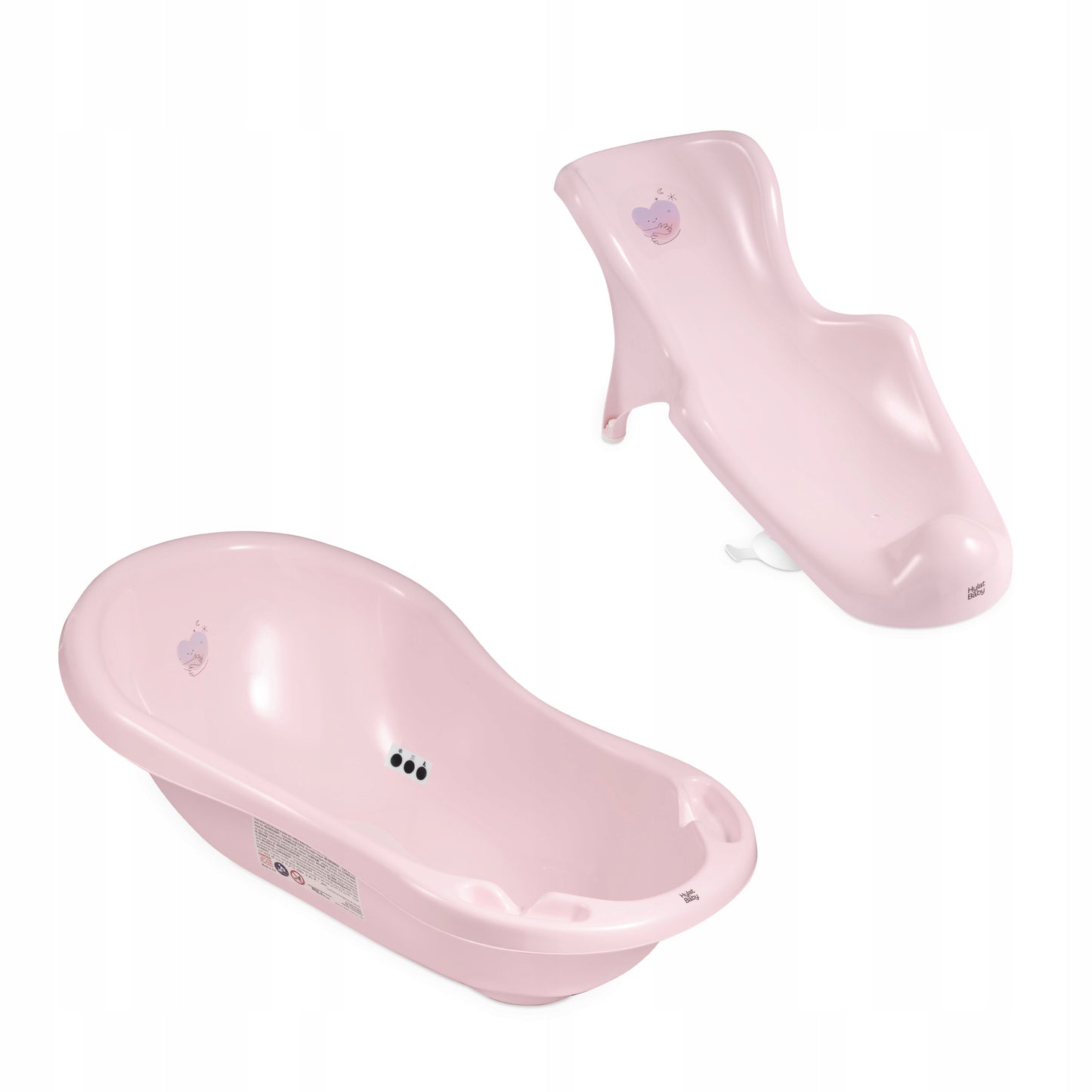 Wanienka z fotelikiem, matą, odpływem i termometrem Hylat Baby - różowa HUG ME