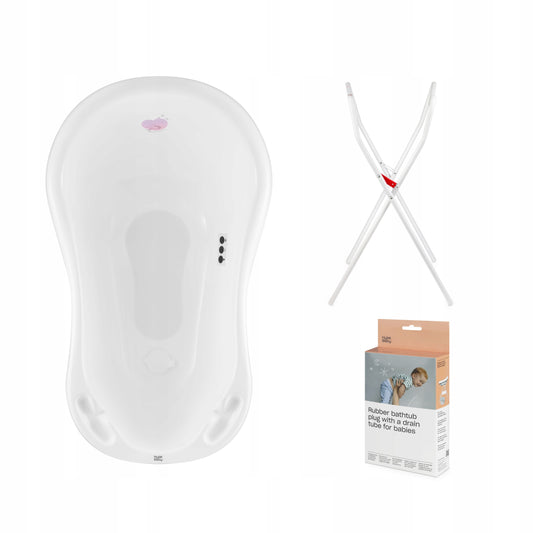 Wanienka Hylat Baby 84 cm - komplet z stojakiem, termometrem i odpływem - biały HUG ME