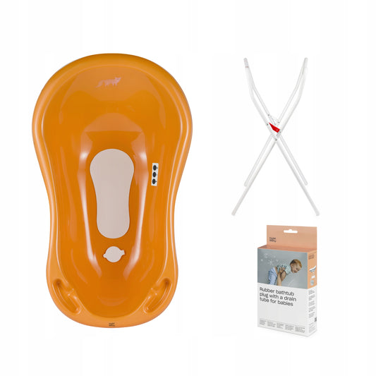 Wanienka Hylat Baby 84 cm - komplet z stojakiem, termometrem i odpływem - musztardowy FOX