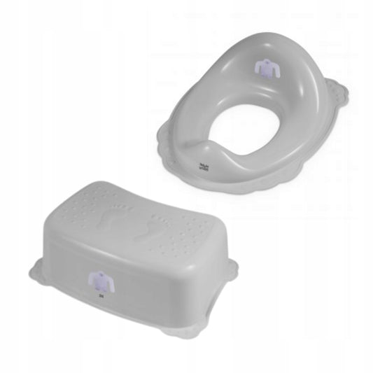 Nakładka na sedes do toalety + podnóżek - szary YETI